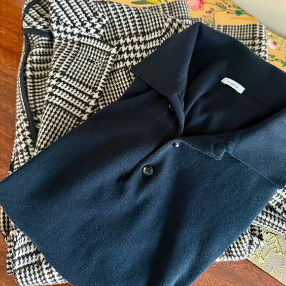 MALO of Italy 100% Cotton Textured Men's Polo Size 48 Black-Excellent! - Picture 2 of 9